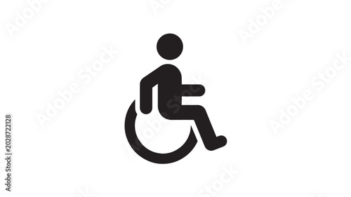 Fotografía Wheelchair accessibility icon with seated person in wheelchair, simple black sym