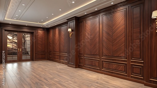 Elegant Luxury Wooden Wall Panel Texture Background for Interior Design and Decor