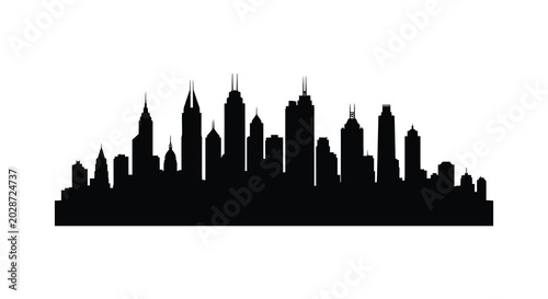 Obraz na plátne WebThis is a black silhouette of a city skyline a vector illustration set against a white background