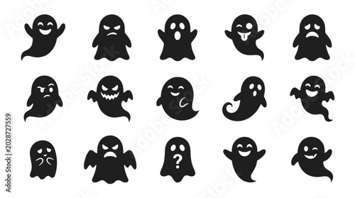 Konstfotografi Set of cute ghost silhouettes
