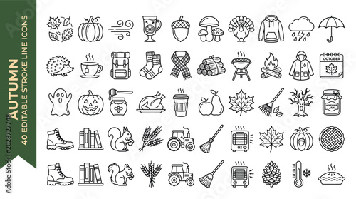 Tableau sur toile Autumn icon set