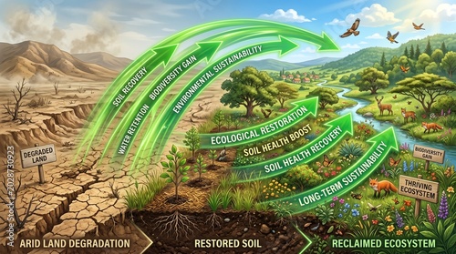 Ecosystem restoration, environmental conservation, land reclamation, soil health