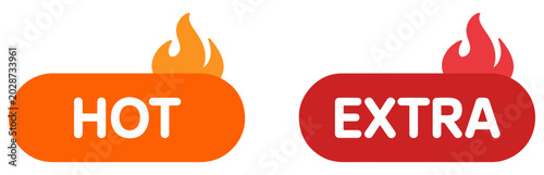 spicy level label icon set