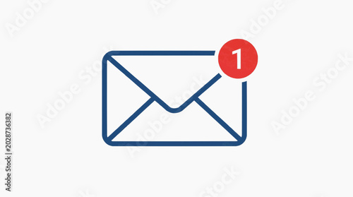 An envelope icon with a notification badge indicating one new message, representing an email or communication