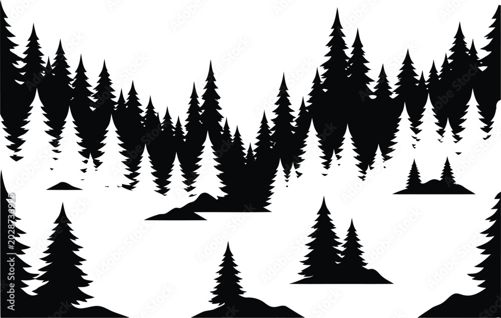 Obraz premium christmas trees vector illustration
