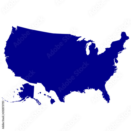 Blue Silhouette United States of America Map