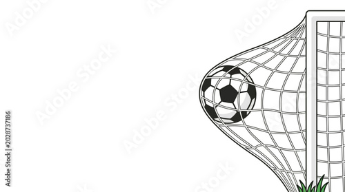 Картината върху платно Soccer Ball Scoring a Goal in Net Illustration