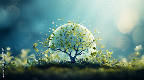 Watercolor green abstract background earth day.