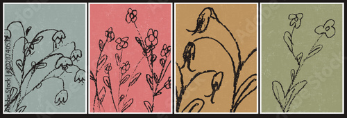 Φωτογραφία Hand drawn dainty flowers, leaves, plants