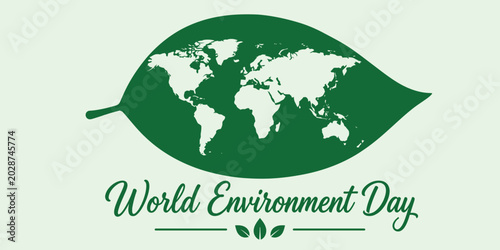World Environment Day graphic with a green leaf and globe