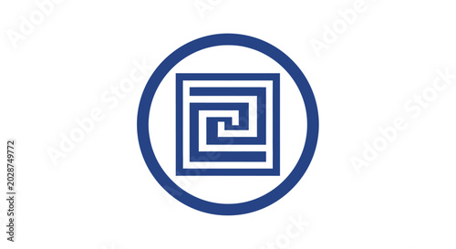Foto Abstract Greek meander symbol in a circle, ancient Greek pattern, vector design