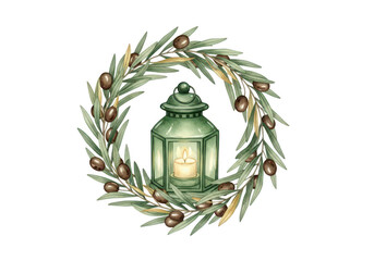 Simple green shield icon with ornate border design
