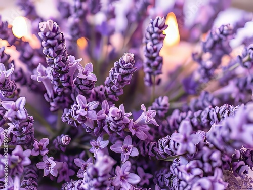 Close-up of vibrant purple lavender flowers.