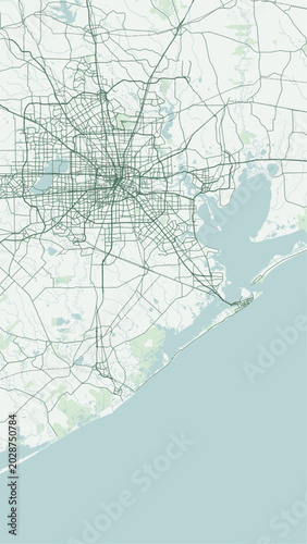 Modern minimalist vector map of Houston, Texas, USA. High-quality scalable illustration of Houston city grid for posters and design.