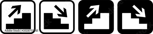 Set of four stair icons with up and down arrows