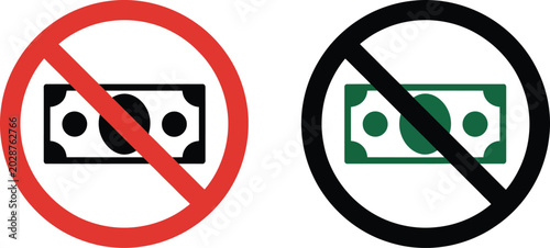 Bild auf Leinwand No money, symbol icons, flat vector silhouettes representing financial constrain