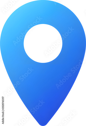 flat blue map pin GPS location marker, isolated graphic