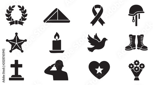 Fotografía Memorial and tribute icons for remembrance and honoring heroes
