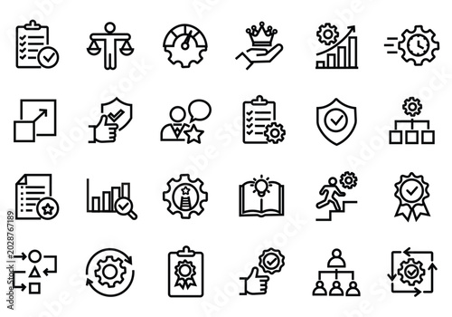 Best practices icon set. Editable line icons. Vector illustration.