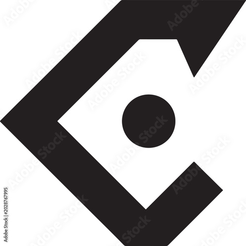 Fotografija Bold abstract geometric shape with central dot black and white negative space ab