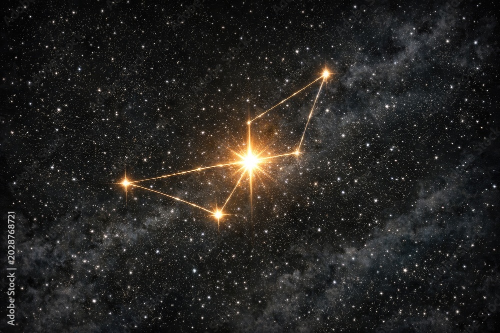 Fototapeta premium A single bright star shines brightly in the dark night sky, with no moonlight to overshadow it