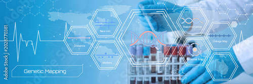 Photos Modern genetic mapping visualization showing DNA sequencing and recombination pr