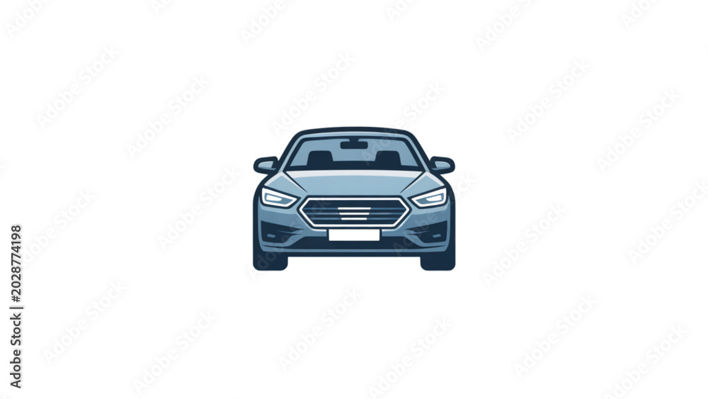 Fototapeta premium Modern blue sedan car front view illustration Vector