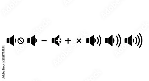 Bild auf Leinwand A visual representation of sound control with icons mute, subtract, add, multipl