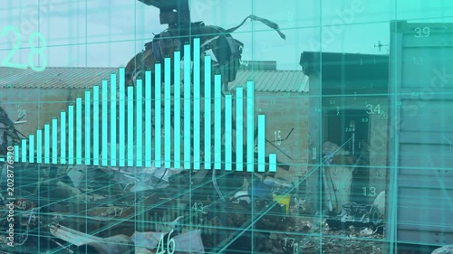 Excavator grappler engaging after actuator descending gripping scrap as cyan grid showing telemetry