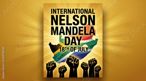 Nelson Mandela Day awareness poster celebrating freedom equality human rights leadership and global unity inspired activism