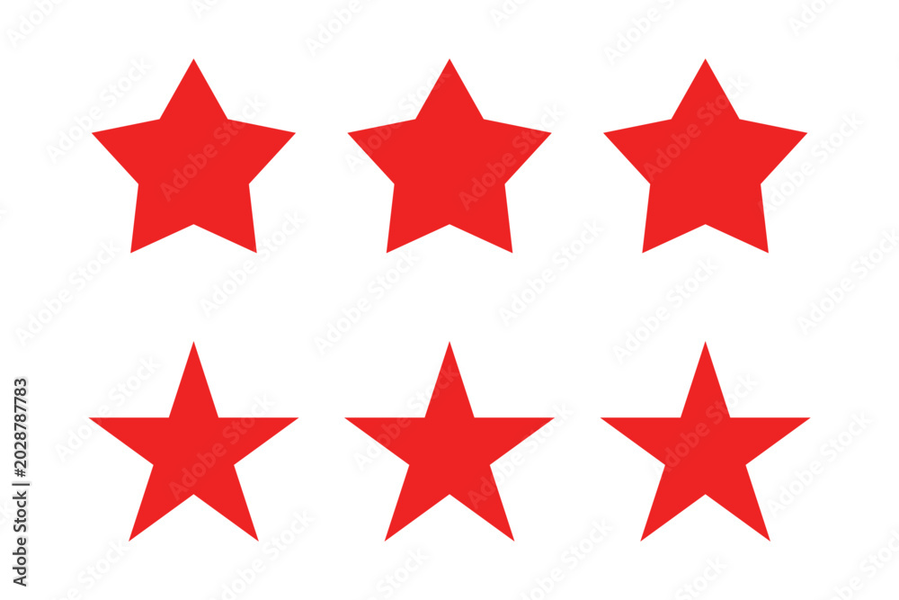 Obraz premium Red three star arranged in two rows on transparent background