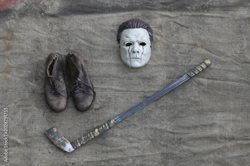 Canvas Print killer mask with a hockey stick