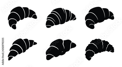 Foto Set of black silhouettes of croissants