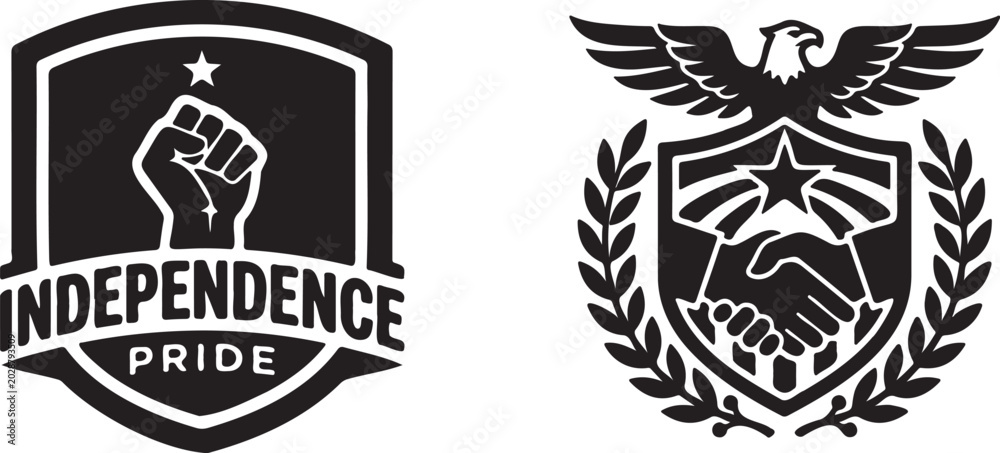 Fototapeta premium Independence pride emblems with eagle and fist