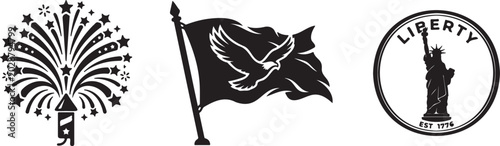 American independence day icons