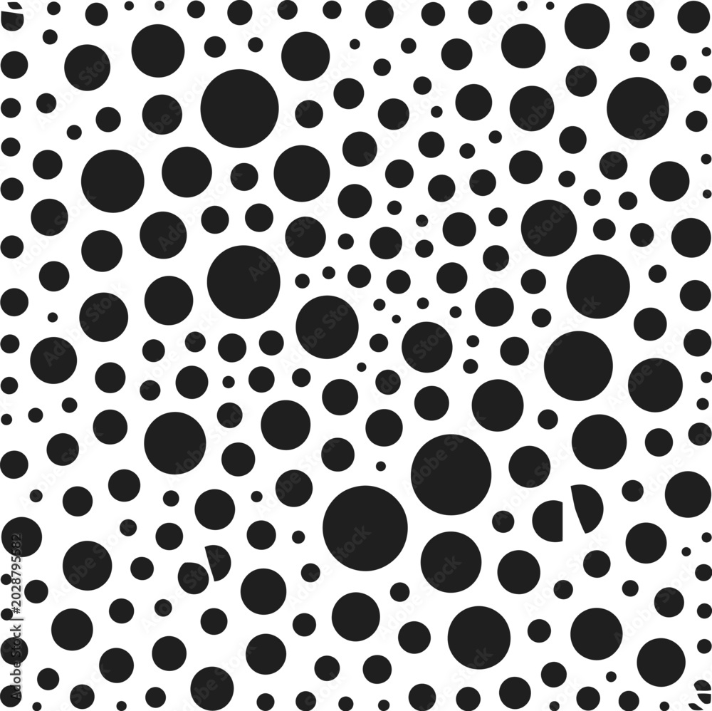 Fototapeta premium Seamless black and white dotted pattern background with circular vector design