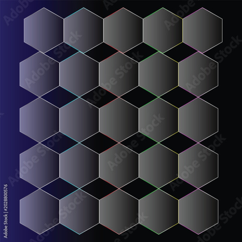 Metallic Hexagon Honeycomb Gradient Abstract Design
