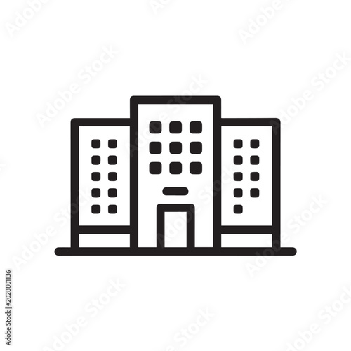 Modern Building Icon Vector – Minimal City Office Architecture Line Symbol