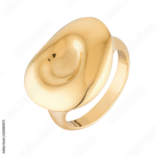 Tableau sur toile Abstract gold ring with smooth fluid organic shape isolated on white background