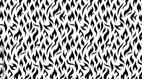 Foto Seamless pattern of small repeating black flame arranged in a dense grid on whit