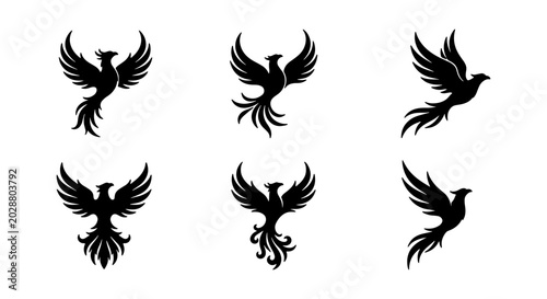 Photos Phoenix Vector Icons, Mythical Bird Silhouettes, Fire Bird Graphics, Legend Crea