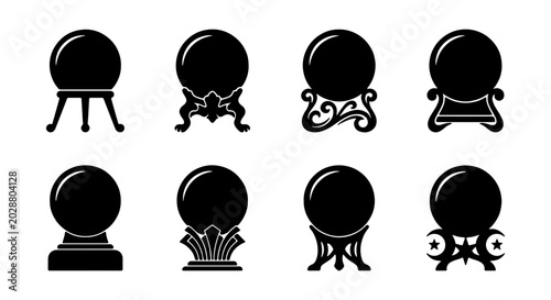 Foto Crystal Ball Icons, Fortune Telling Orbs, Mystical Divination Tools, Psychic Fut