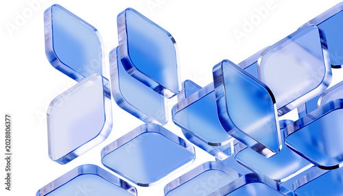 Bild auf Leinwand Abstract blue glass floating panels for technology background