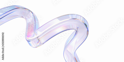 3d glass streamline design element, abstract pipe shaped wave, 3d rendering