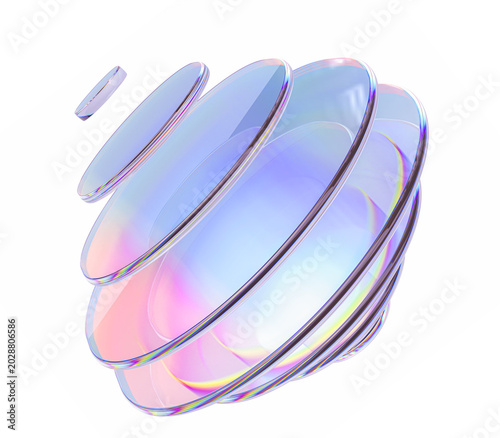 Bild auf Leinwand Spherical glass layered disc structure with iridescent gradient