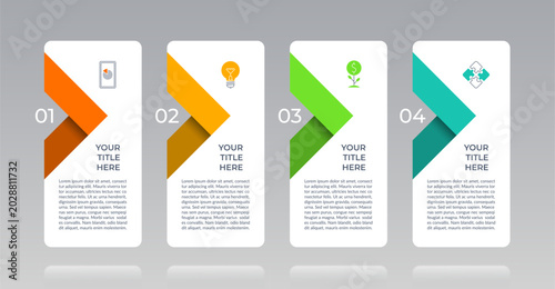 Quadro su tela Infographic template with 5 blocks with colorful arrows and space for text and icons