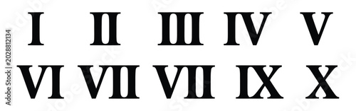 Fotografija Roman Numerals Icon Featuring Elegant Serif Font Numbers from One to Thirteen for Classic Typography Design