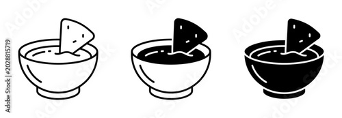 Foto Cheese dip icons, black and white, vector illustrations, food symbols, snack gra