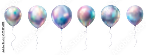 Cuadro en lienzo A collection of six shimmering iridescent balloons in various sizes and subtle c