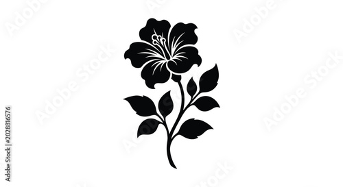 Tableau sur toile Hibiscus flower silhouette on a white background